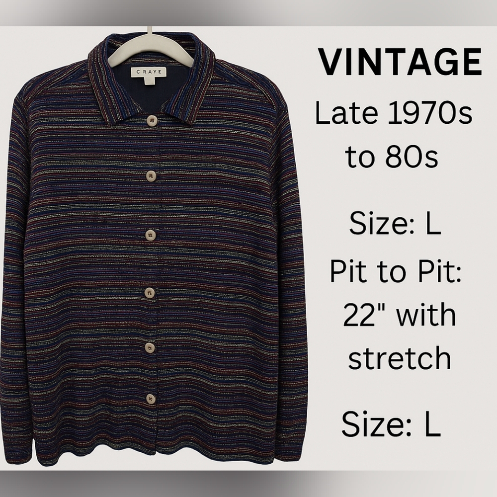 Vintage GRAFF Rainbow Metallic Blouse – 70s/80s Era – Size Large